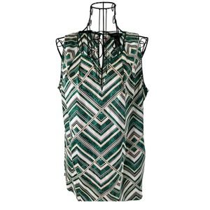 White House Black Market Silk Geometric Print Sleeveless Shell Size Medi…